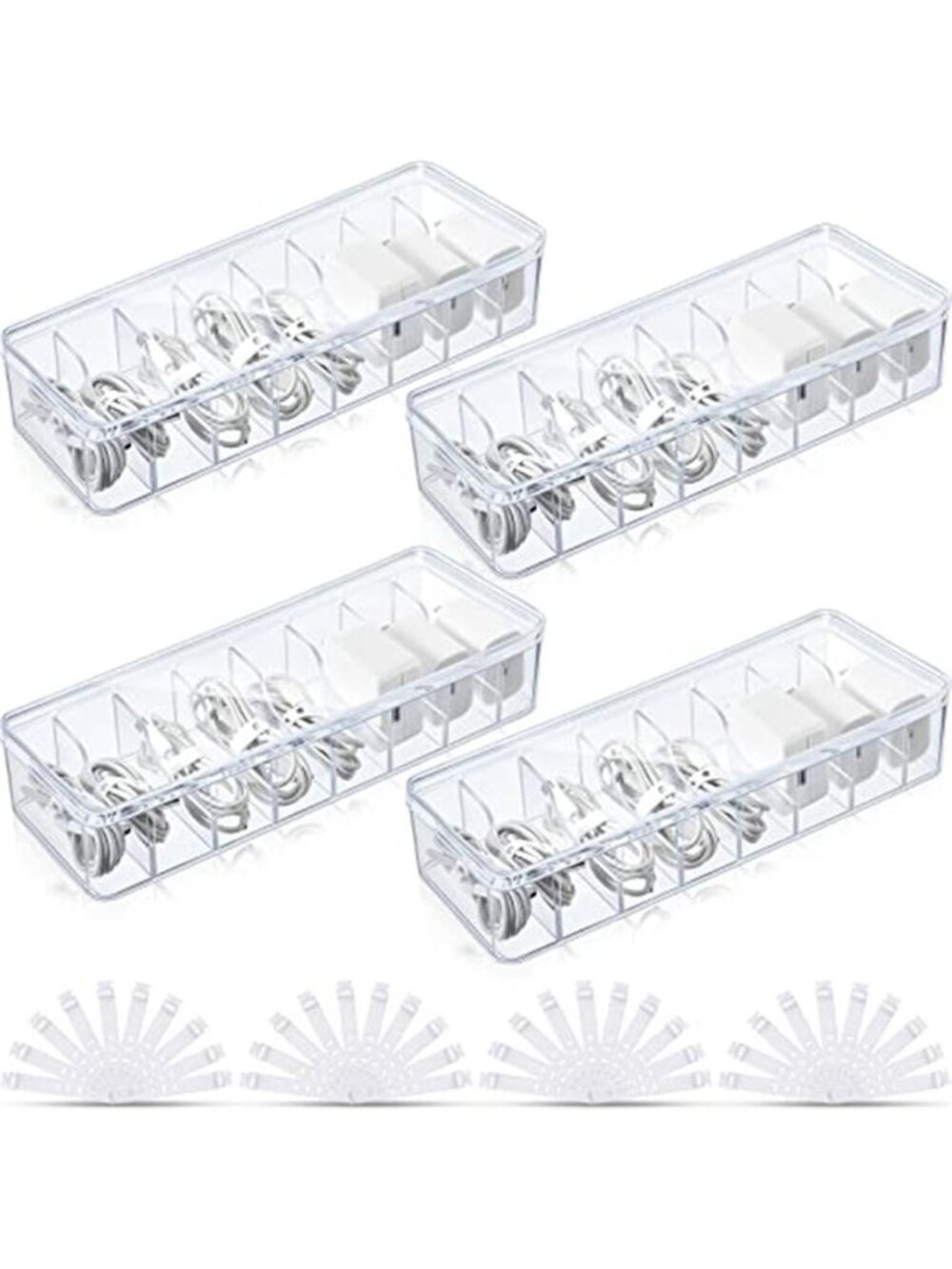 Cable Organizer Storage Box Set Cord Holder Charger Wire Management Case